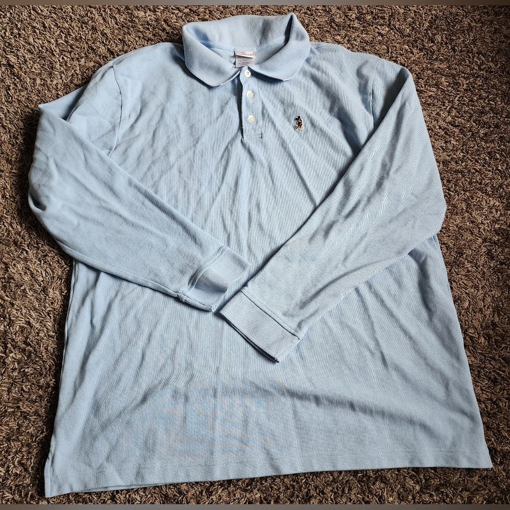 Vintage Disney Shopping Blue Collared Long Sleeve Polo Shirt XL